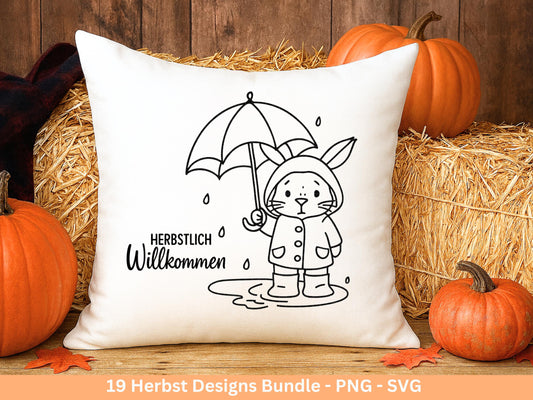 Herbst SVG Plotterdatei – Herbstsprüche & Tiere – Hallo Herbst, Herbstzauber, Fuchs Igel Pilz – Laserdatei Cricut Silhouette Deko Geschenk
