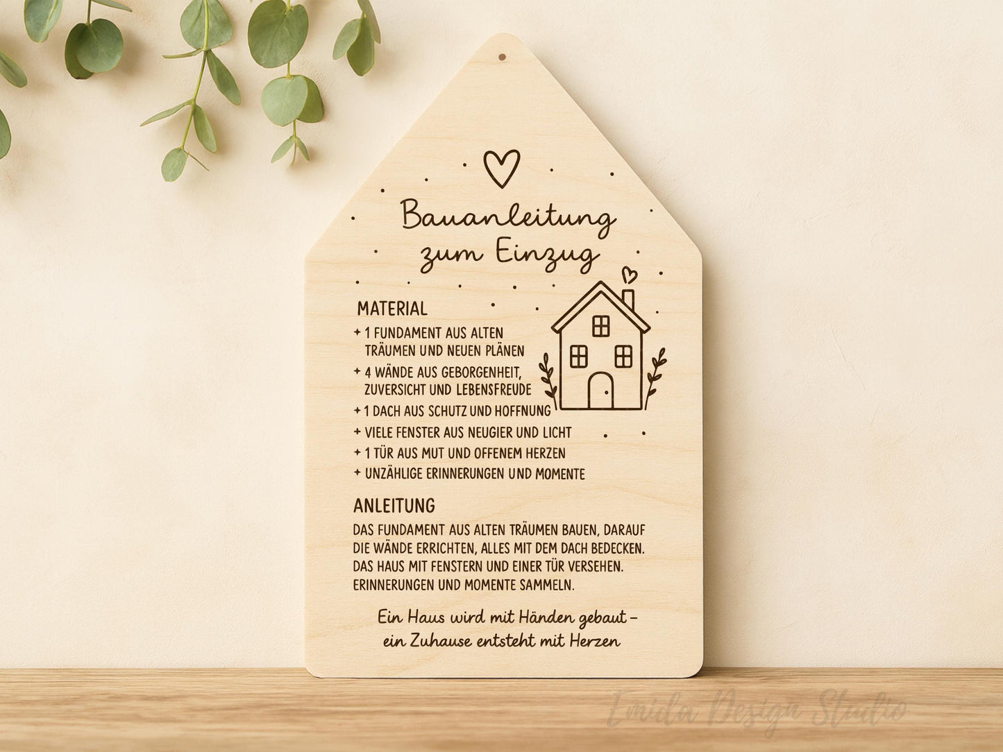 Laserdatei Haus Einzug SVG – Bauanleitung zum Einzug Spruch – Plotterdatei Geschenkidee neues Zuhause – Gravur Datei Cricut Silhouette DIY