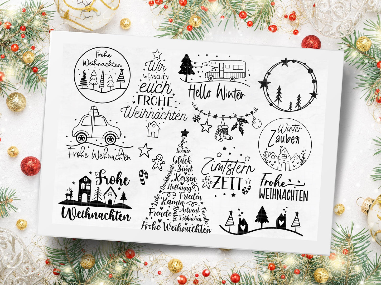 XXL Weihnachten SVG Bundle – Plotterdateien & Laserdateien – Deutsche Weihnachts-Sprüche, Winter Designs, Cricut Silhouette Png DIY Geschenk