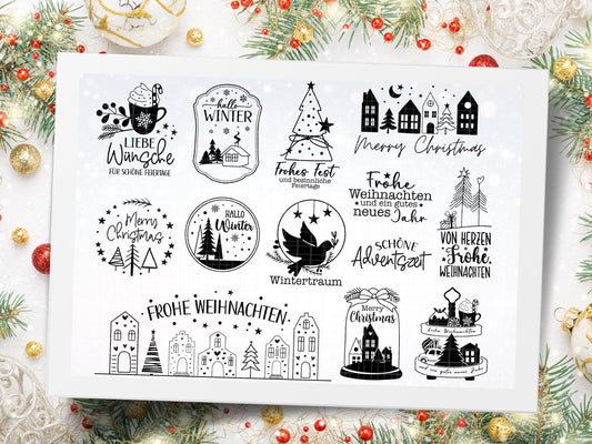 XXL Weihnachten SVG Bundle – Plotterdateien & Laserdateien – Deutsche Weihnachts-Sprüche, Winter Designs, Cricut Silhouette Png DIY Geschenk