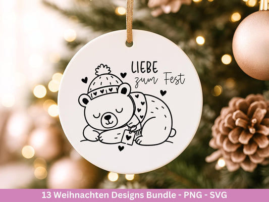 Weihnachten Plotterdatei & Laserdatei Bundle – Weihnachtsmotive SVG PNG – Festliche Sprüche und Tiere – DIY Weihnachtsdeko Cricut Silhouette