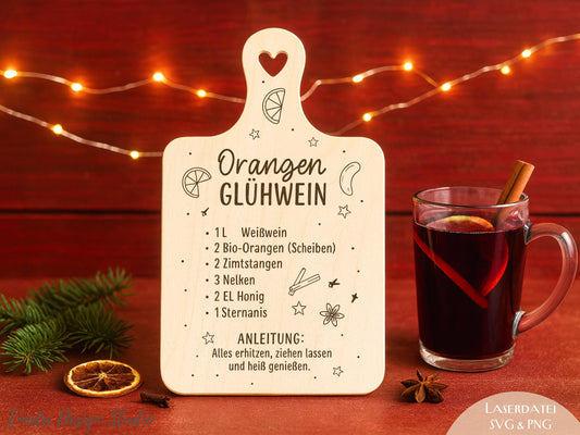 Laserdatei & Plotterdatei Glühwein Rezept – SVG PNG – Weihnachts Gravurdatei für Holzbrett – Winterdeko Geschenkidee DIY Cricut Silhouette