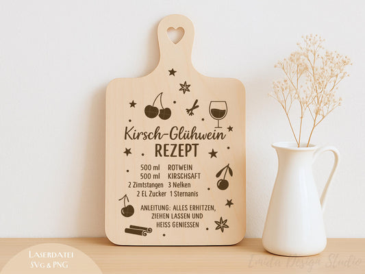 Laserdatei & Plotterdatei Glühwein Rezept – SVG PNG – Weihnachts Gravurdatei für Holzbrett – Winterdeko Geschenkidee DIY Cricut Silhouette