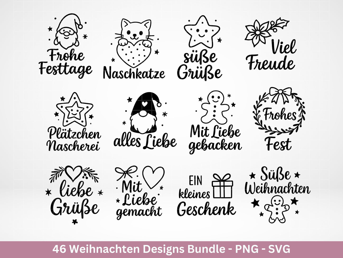Weihnachten Sprüche Bundle – Plotterdatei & Digistamp – Laserdatei SVG PNG – Weihnachts Sprüche und Plätzchenmotive – Cricut Silhouette DIY