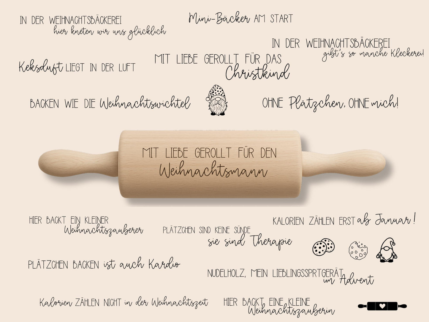 Laserdatei & Plotterdatei Backen Sprüche – SVG PNG – Teigrolle Gravurdatei – Plätzchen Backen Küche Deko – Geschenkidee Nudelholz Cricut