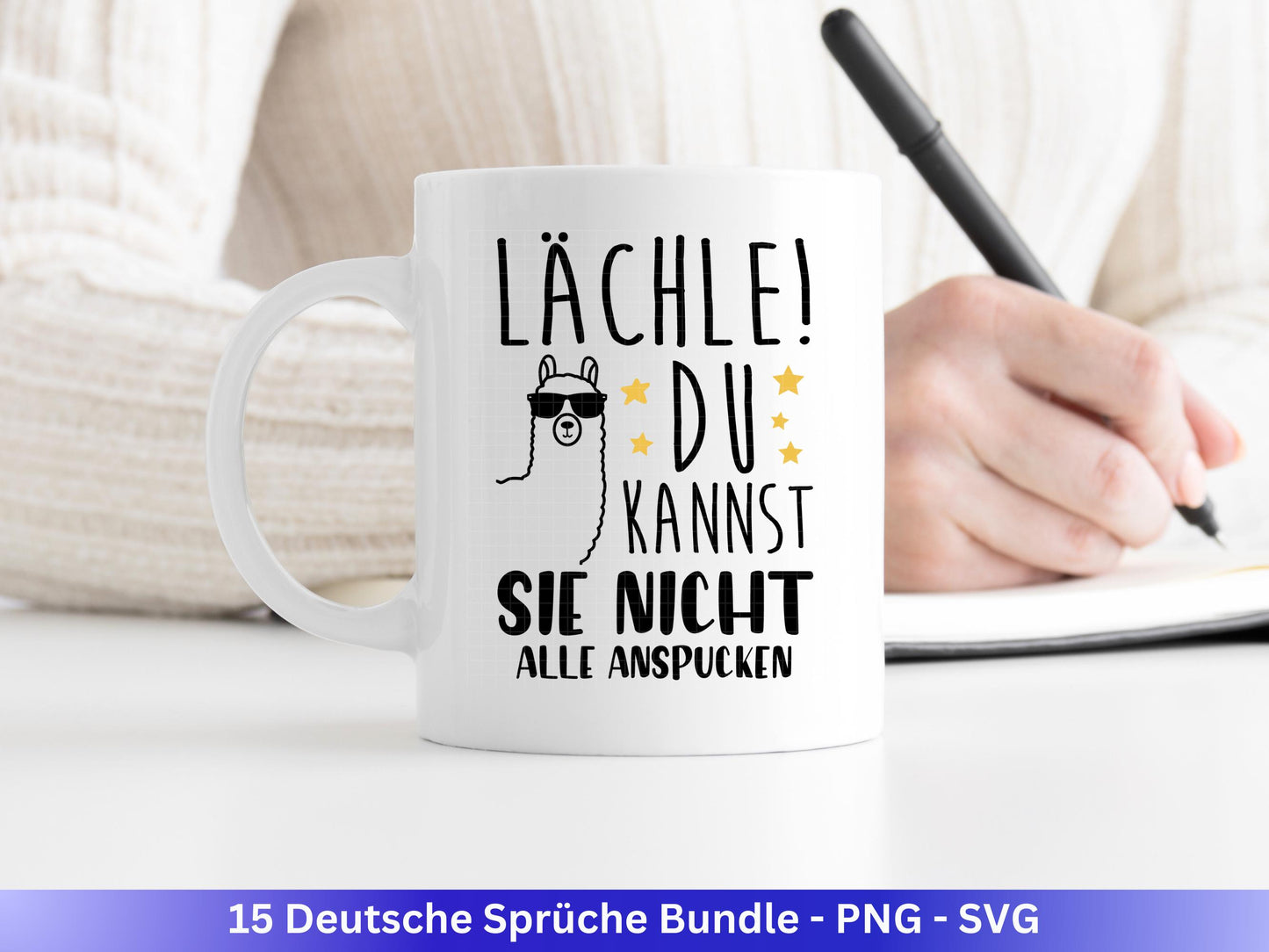 Deutsche Sprüche SVG Plotterdatei – Lustiges Bundle für Cricut & Silhouette – Lama Einhorn Kaffee Rente – Shirt Tasse Geschenkidee