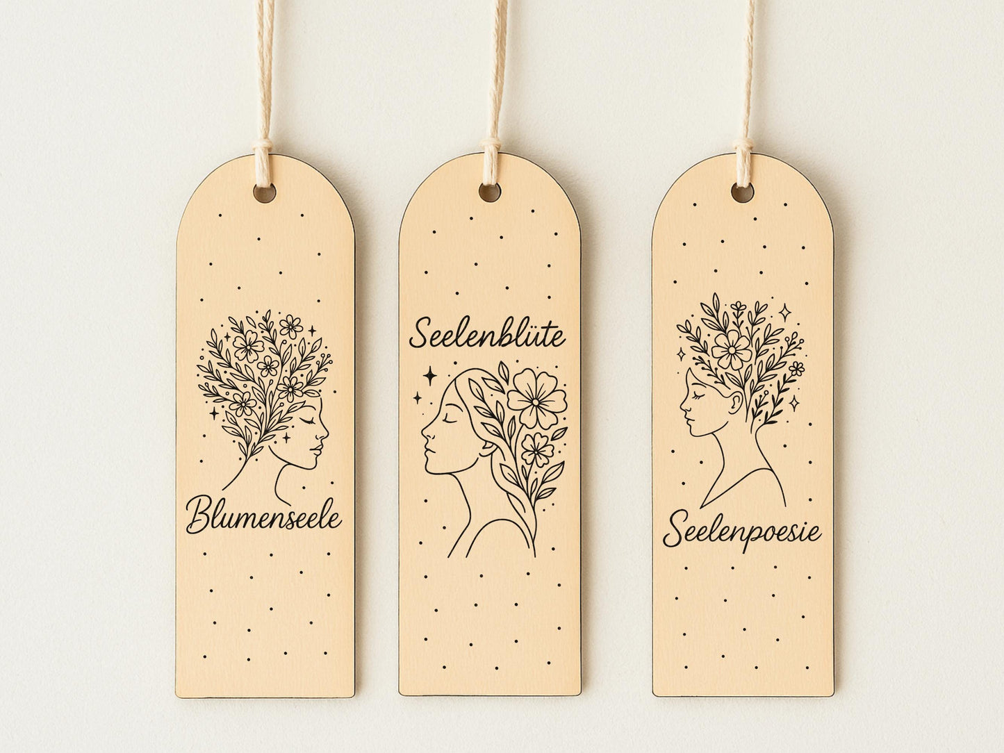 Lesezeichen SVG PNG – Laserdatei & Plotterdatei Frauen Silhouetten mit Blumen und Büchern – Geschenkidee für Leseratten und Bücherfreunde