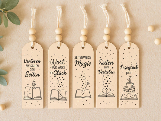 Lesezeichen SVG Datei – Laserdatei & Plotterdatei mit Sprüchen – Bücherliebe Zitate für Gravur und Plotten – Geschenkidee für Leseratten