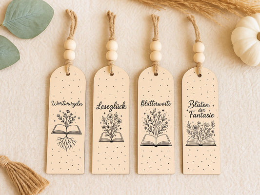 Lesezeichen SVG Laserdatei – Deutsche Sprüche & Bücher Zitate – Plotterdatei Lesen Blumen – Geschenkidee für Bücherfreunde Cricut Silhouette