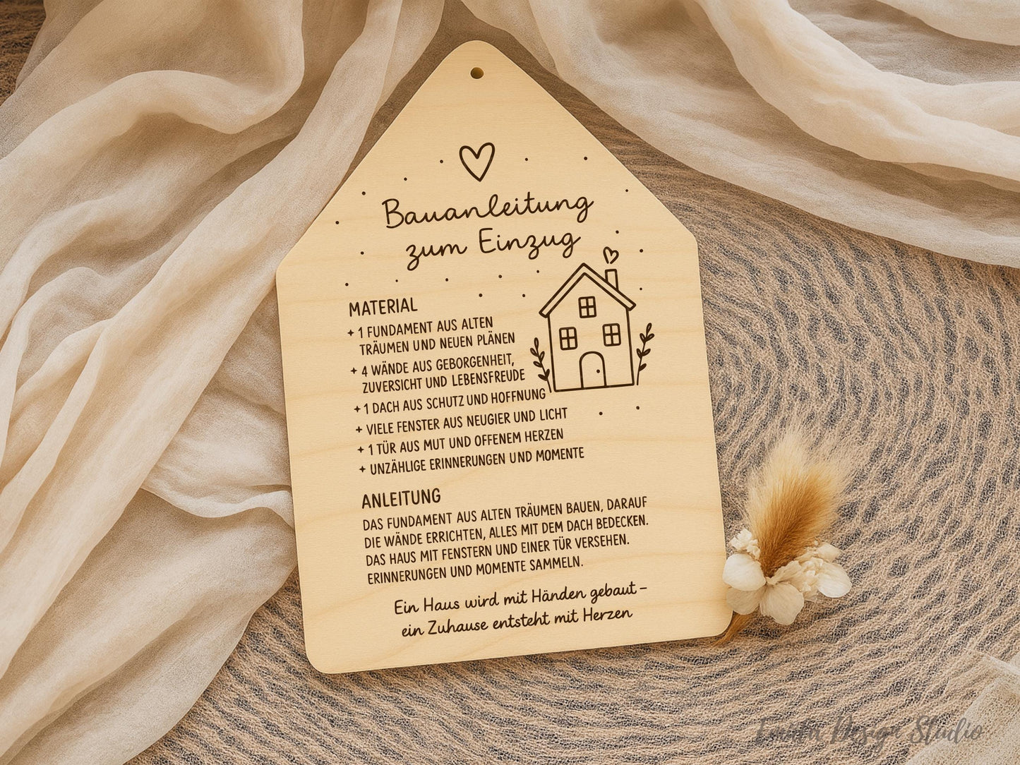 Laserdatei Haus Einzug SVG – Bauanleitung zum Einzug Spruch – Plotterdatei Geschenkidee neues Zuhause – Gravur Datei Cricut Silhouette DIY