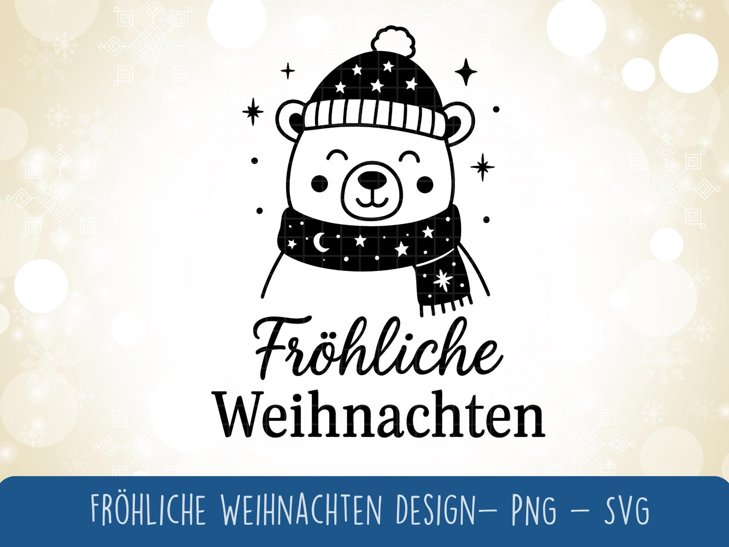 Weihnachten SVG Plotterdatei – Fröhliche Weihnachten Bär – Laserdatei Winter Tiermotiv – Cricut Silhouette Geschenkidee Deko Xmas PNG SVG