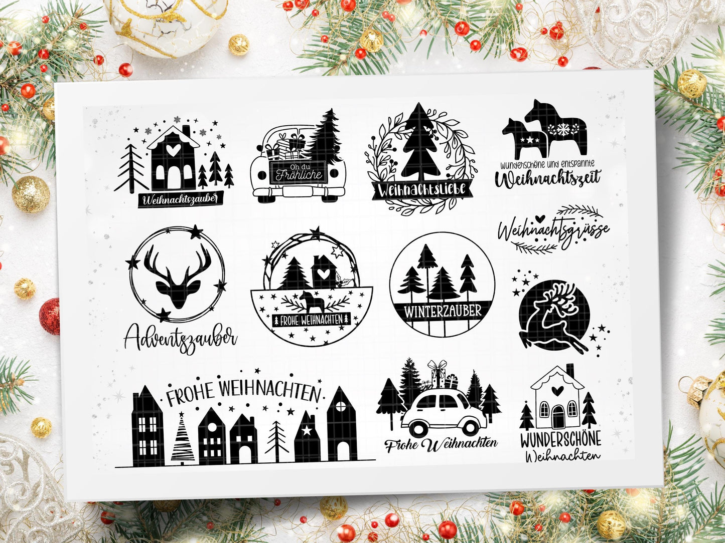XXL Weihnachten SVG Bundle – Plotterdateien & Laserdateien – Deutsche Weihnachts-Sprüche, Winter Designs, Cricut Silhouette Png DIY Geschenk