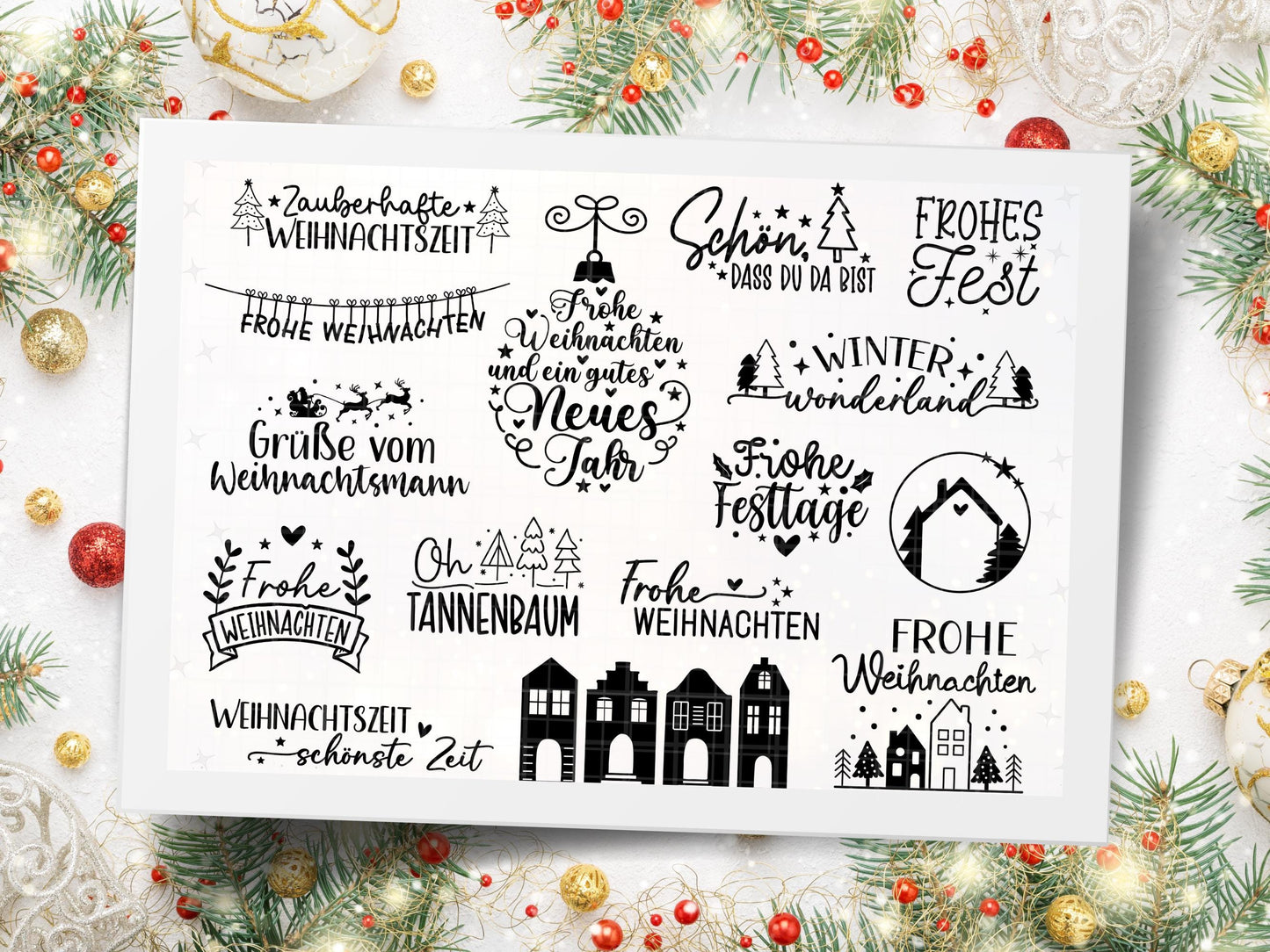 XXL Weihnachten SVG Bundle – Plotterdateien & Laserdateien – Deutsche Weihnachts-Sprüche, Winter Designs, Cricut Silhouette Png DIY Geschenk