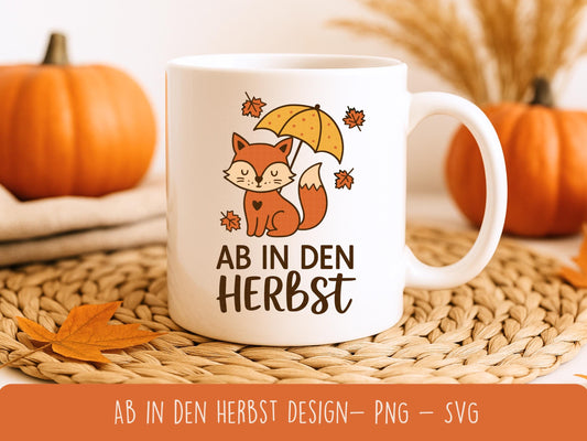Herbst Plotterdatei Fuchs – Ab in den Herbst SVG – Laserdatei Herbstdeko – Bastelidee Cricut Silhouette – DIY Sublimation & Geschenkidee