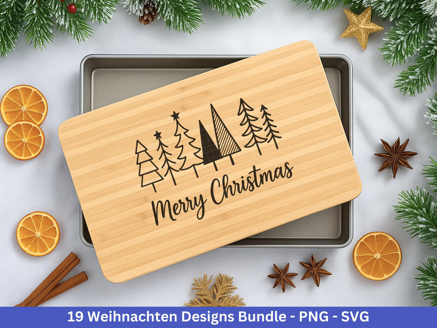 Weihnachten SVG Bundle – Plotterdatei & Laserdatei | Deutsche Sprüche Wintermotive (Kranz, Dorf, Kirche, Schneekugel) | PNG SVG | Cricut
