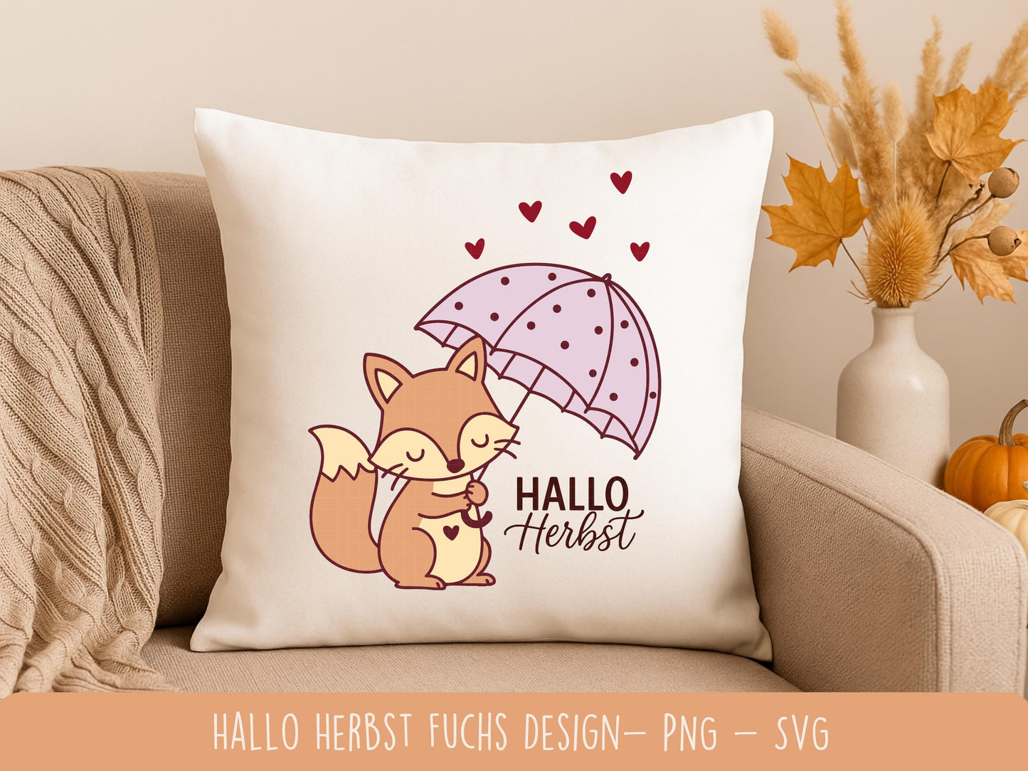 Hallo Herbst Fuchs – Plotterdatei & Laserdatei – Herbst SVG PNG – Sublimation Design – DIY Herbstdeko – Geschenkidee Cricut Silhouette Deko