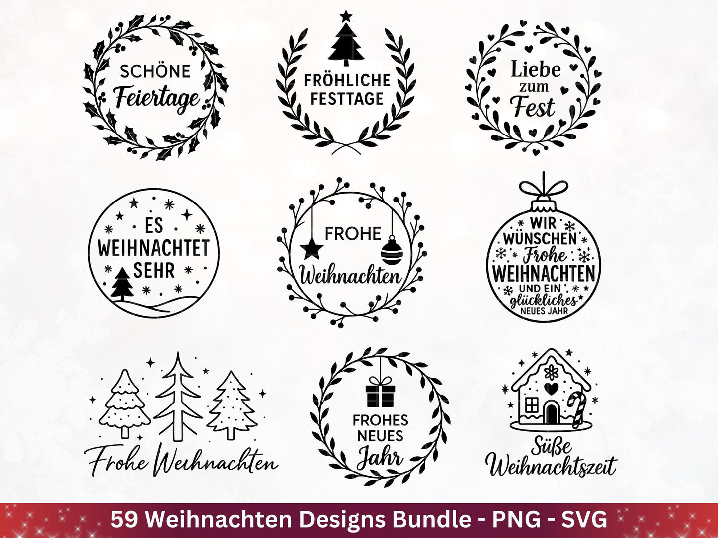Weihnachten SVG Plotterdatei Bundle – Weihnachtshäuser | Weihnachten Laserdatei | Home SVG | Cricut SVG | Deutsch | Weihnachtsdeko | Winter