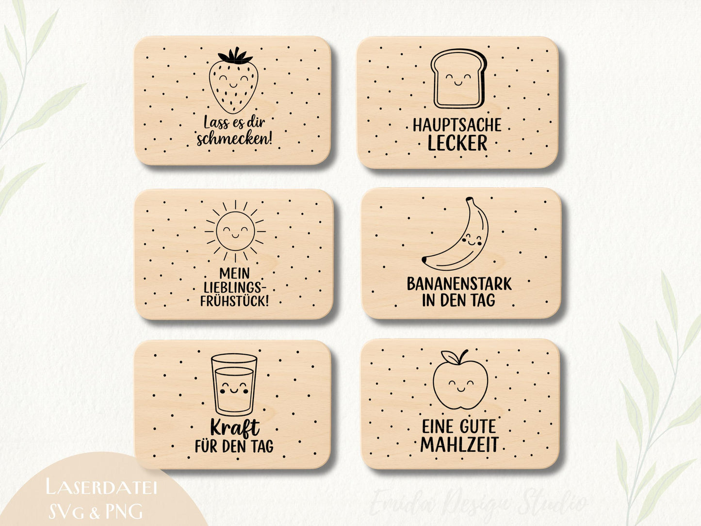 Laserdatei Kinder Frühstücksbrettchen – Lustige Sprüche SVG PNG – Holz Gravur Datei Tiere – Frühstück Brett Gravur für Kinder Geschenkidee