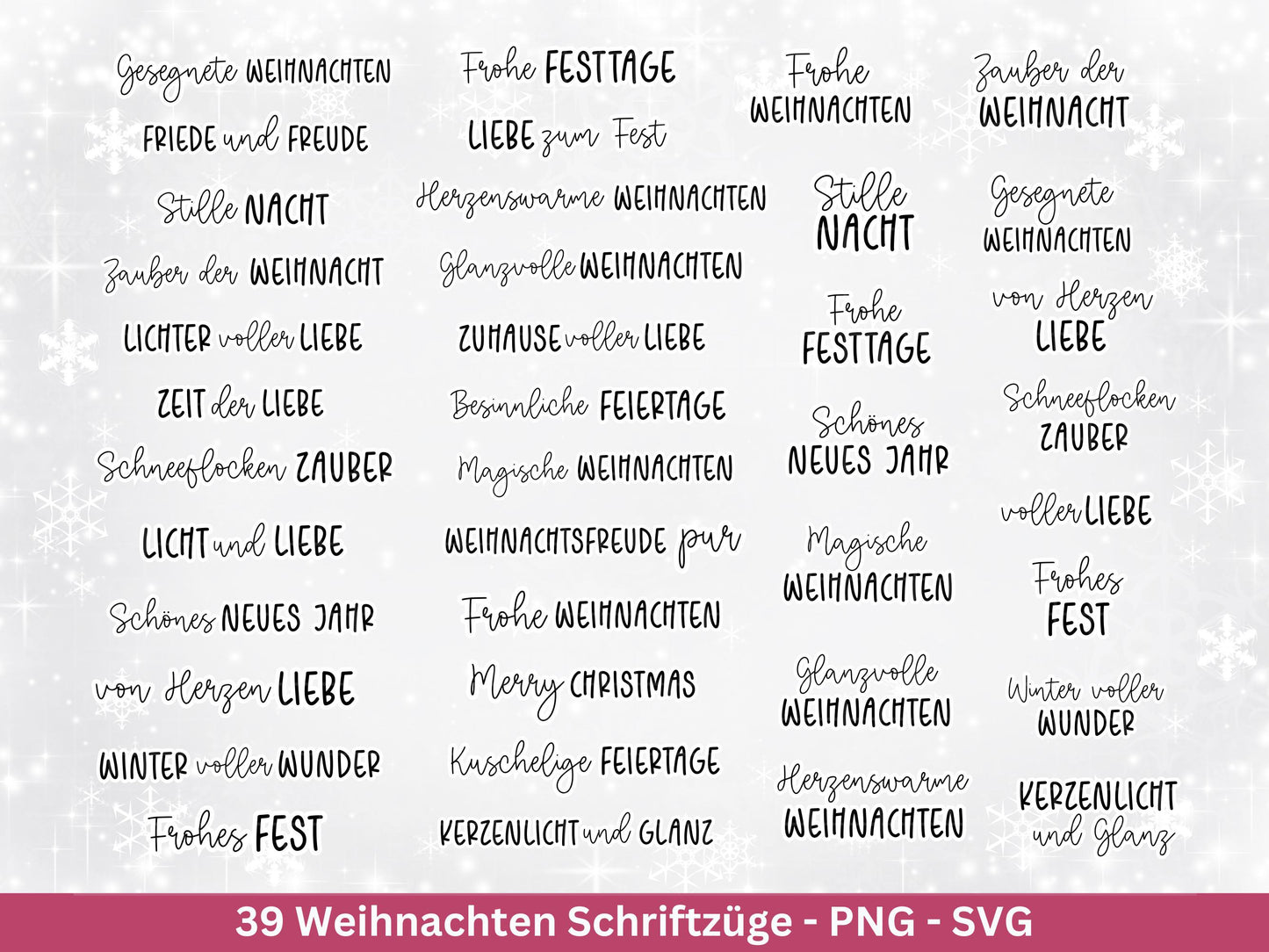 Weihnachten Schriftzüge Bundle – Plotterdatei & Laserdatei – Sprüche SVG PNG – Weihnachts Spruch Deko – Cricut Silhouette DIY Geschenkidee