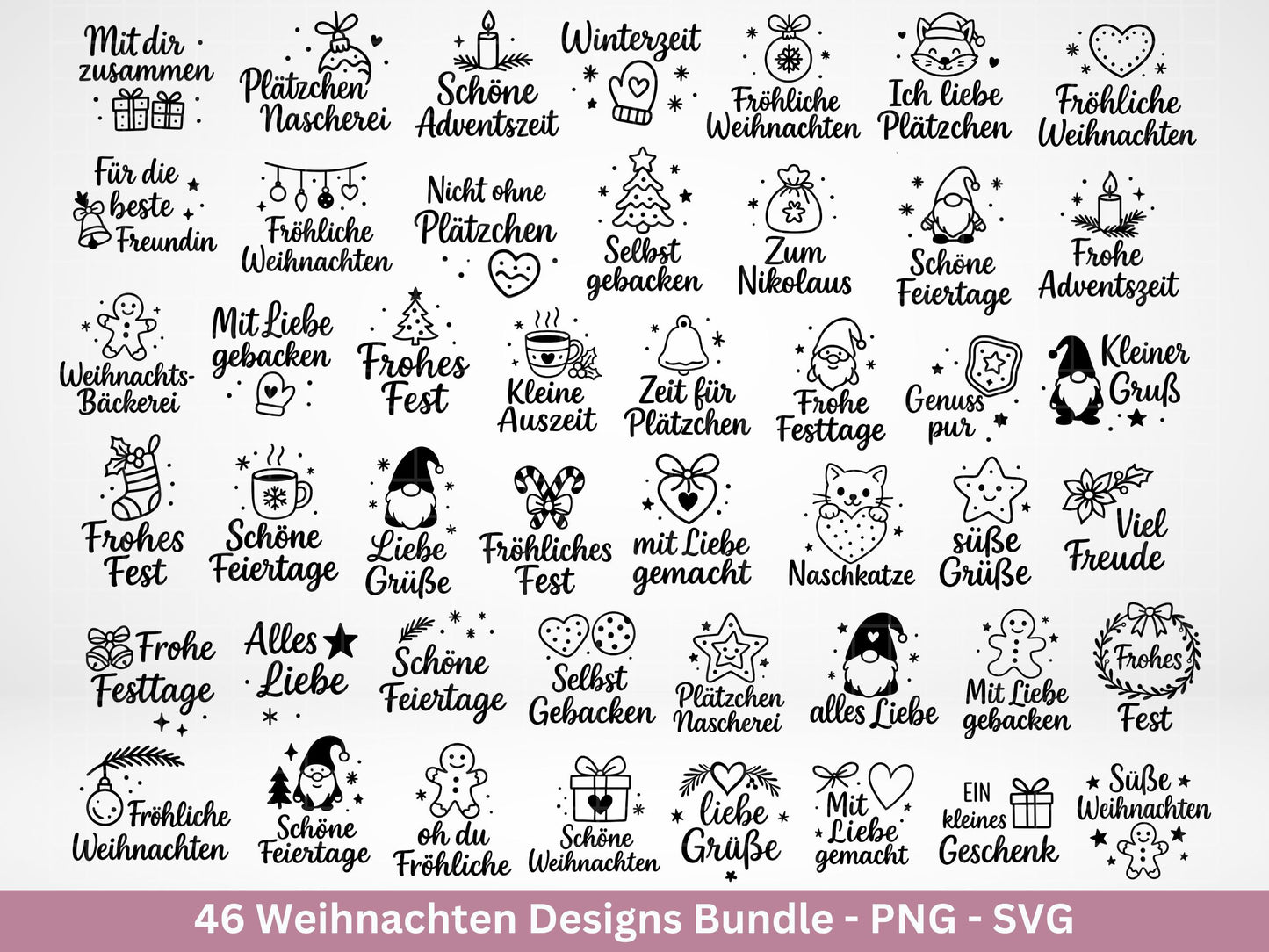 Weihnachten Sprüche Bundle – Plotterdatei & Digistamp – Laserdatei SVG PNG – Weihnachts Sprüche und Plätzchenmotive – Cricut Silhouette DIY