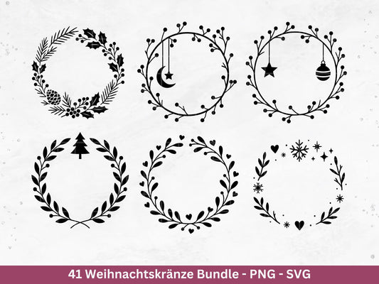 Weihnachtskränze SVG Bundle – Plotterdatei und Laserdatei | Kranz & Adventskranz Rahmen, Weihnachten | Cricut Silhouette | Geschenkidee