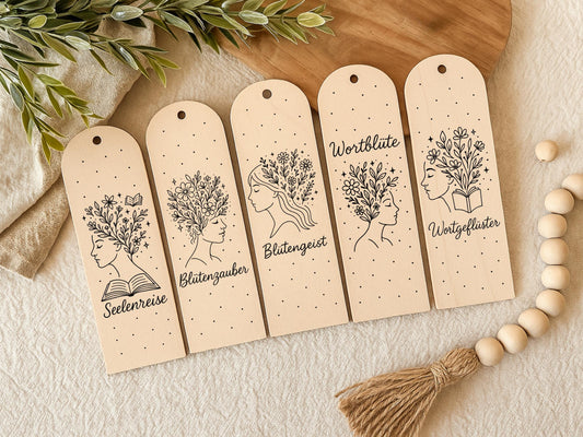Lesezeichen SVG PNG – Laserdatei & Plotterdatei Frauen Silhouetten mit Blumen und Büchern – Geschenkidee für Leseratten und Bücherfreunde
