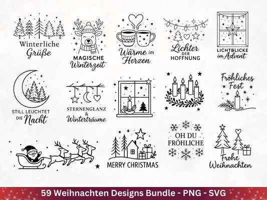 Weihnachten SVG Plotterdatei Bundle – Weihnachtshäuser | Weihnachten Laserdatei | Home SVG | Cricut SVG | Deutsch | Weihnachtsdeko | Winter
