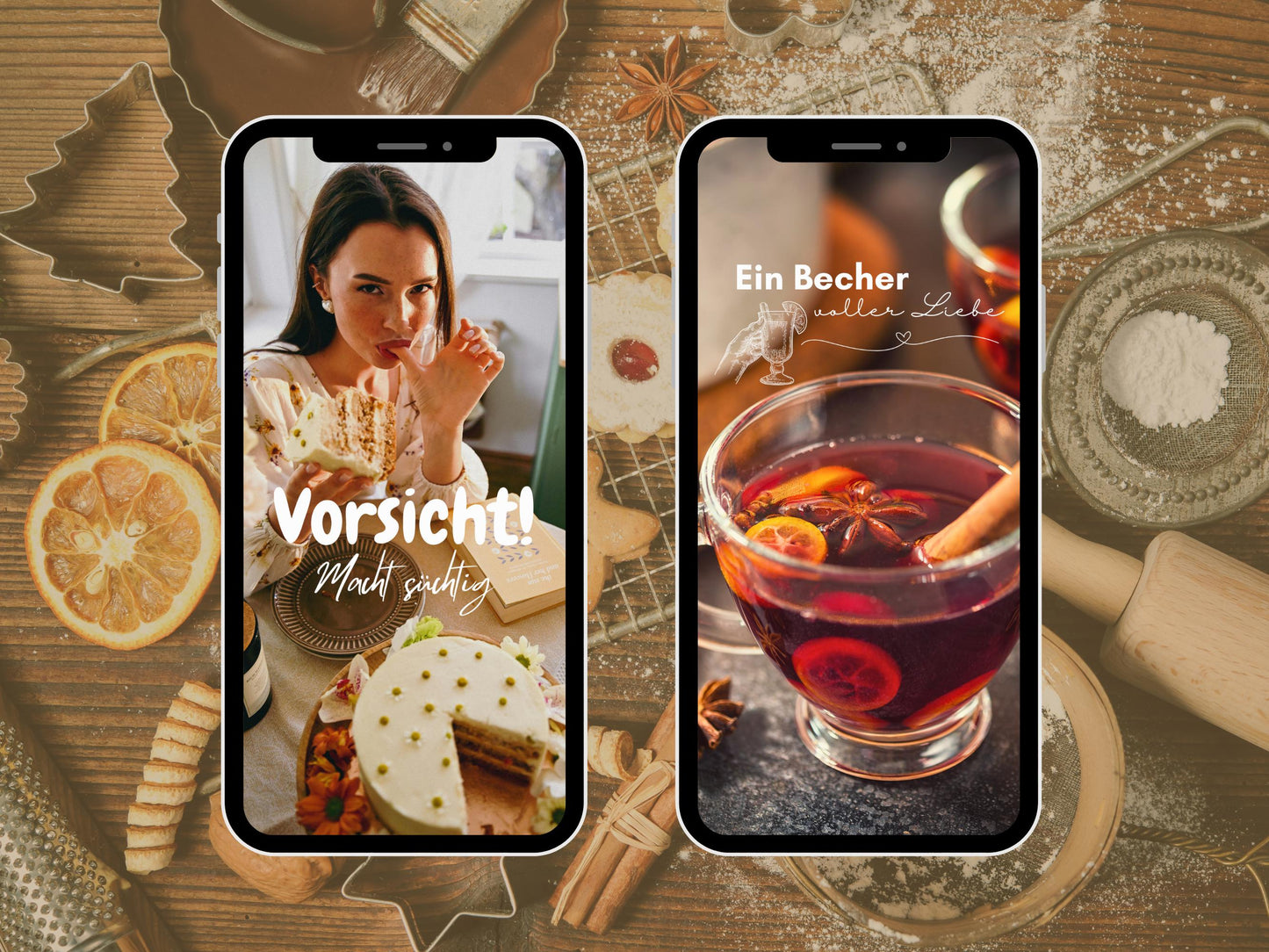 160 Instagram Story Sticker – Glühwein & Backen | Advent | Winter | Plätzchen Liebe | Deutsche Sprüche | Daily Basics | Weihnachten PNG