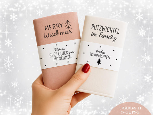 Putzlappen Sprüche – SVG-Datei | Plotterdatei und Laserdatei | Banderole Spüllappen/Waschlappen | Geschenkidee Küche | Weihnachten & Neujahr