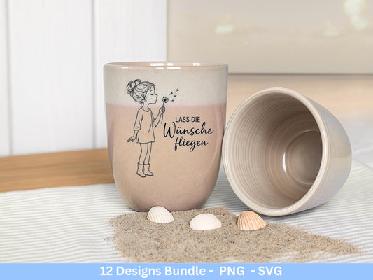 Handgezeichnete Frauen SVG | Sketch Bundle mit Sprüchen | Plotterdatei Laserdatei | Geschenkidee Freundin | Cricut Silhouette Design Datei