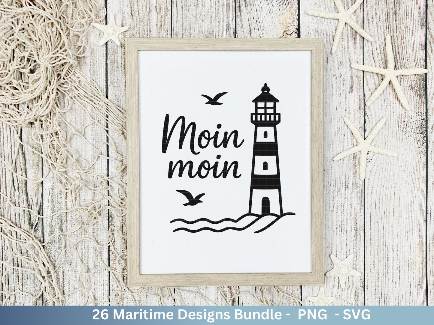 Maritim SVG Bundle – Plotterdatei & Laserdatei | Moin, Leuchtturm , Möwen | Nordsee Ostsee Sprüche | Küstenliebe | Cricut Silhouette Design