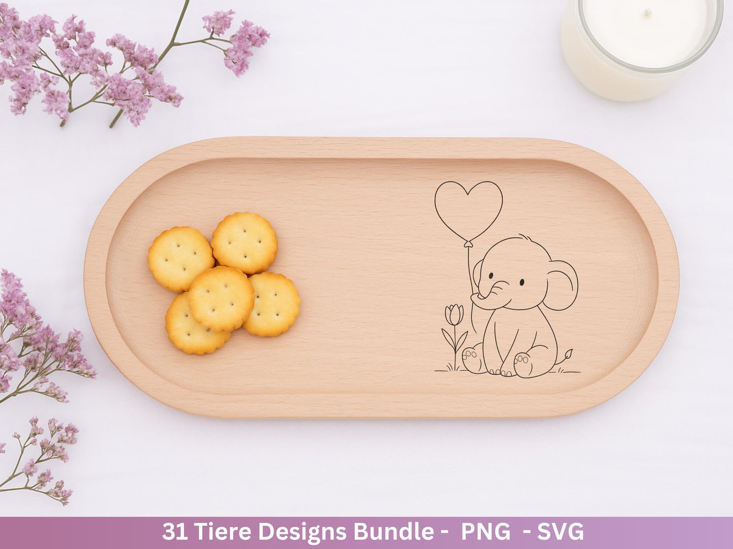 Handgezeichnete Tiere SVG Bundle – Plotterdatei & Laserdatei | Süße Wald Safari Tiere | Kinder Line Art Clipart | Geschenkidee Cricut Holz