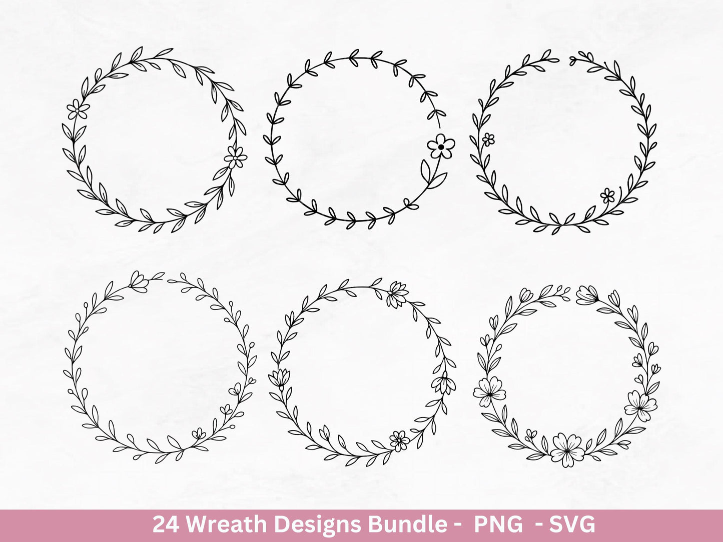 Blumenkranz Plotterdatei Bundle – 24 Kränze SVG & PNG | Lorbeerkranz Monogramm | Cricut Clipart | Laserdatei Holz Gravur Rahmen Deko DIY