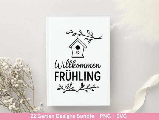 Garten Frühling Plotterdatei Bundle – Gartenliebe Sprüche & Motive | Deutsche Garten SVG Designs | Blumen Vogel Cricut Silhouette Laserdatei