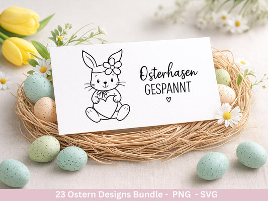 Ostern Plotterdatei Bundle – Süße Hasen & Frohe Ostergrüße | Deutsche Oster SVG Designs | Frühlingszauber Cricut Silhouette Laserdatei