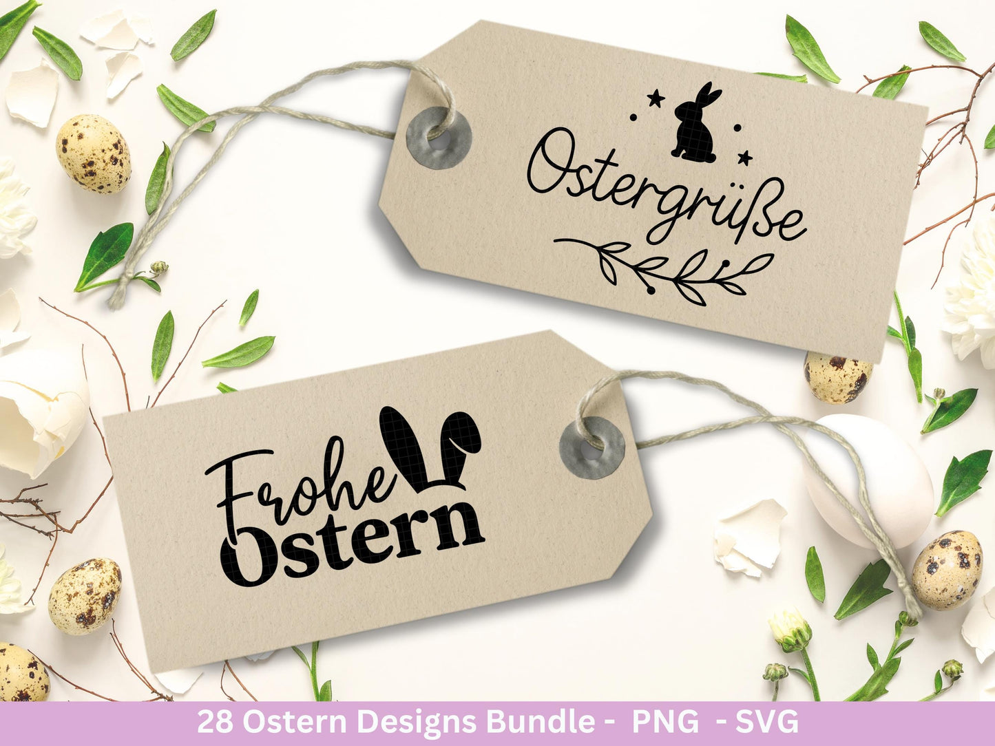 Ostern Plotterdatei Bundle – Süße Hasen Frohe Ostern Sprüche | Deutsche Oster SVG Designs | Ostergrüße Frühling Cricut Laserdatei Geschenk