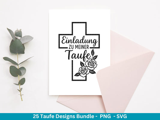Taufe Plotterdatei Bundle – Einladung Taufe & Segenswünsche | Christliche SVG Designs | Taufkind Symbole Kreuz Kommunion Cricut Laserdatei