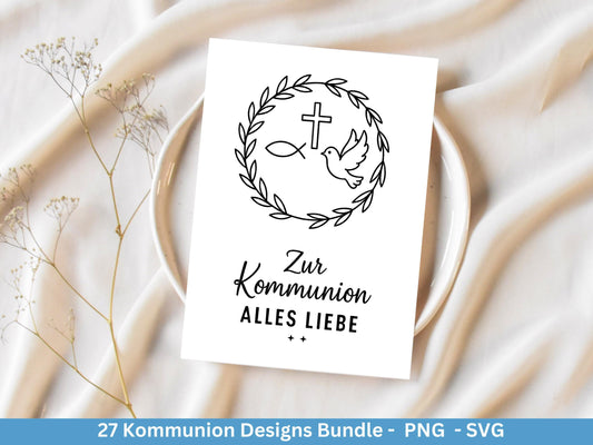 Kommunion Plotterdatei Bundle – Christliche Sprüche & Symbole | SVG PNG | Einladung, Geschenk, Deko | Cricut Laserdatei Kirche und Taufe