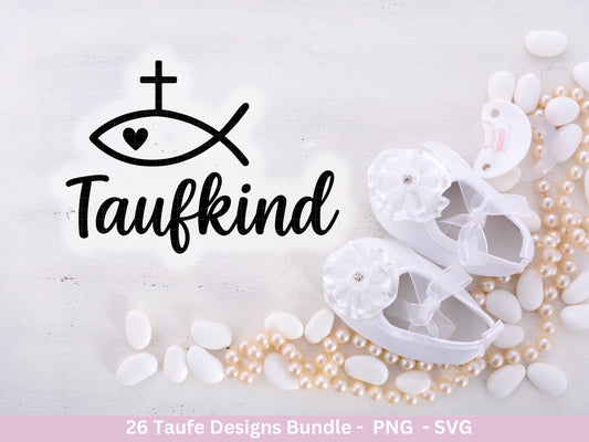 Taufe Plotterdatei Bundle – Einladung und Segenswünsche | Christliche Tauf SVG Designs | Taufkind Kreuz Regenbogen Boot | Cricut Laserdatei