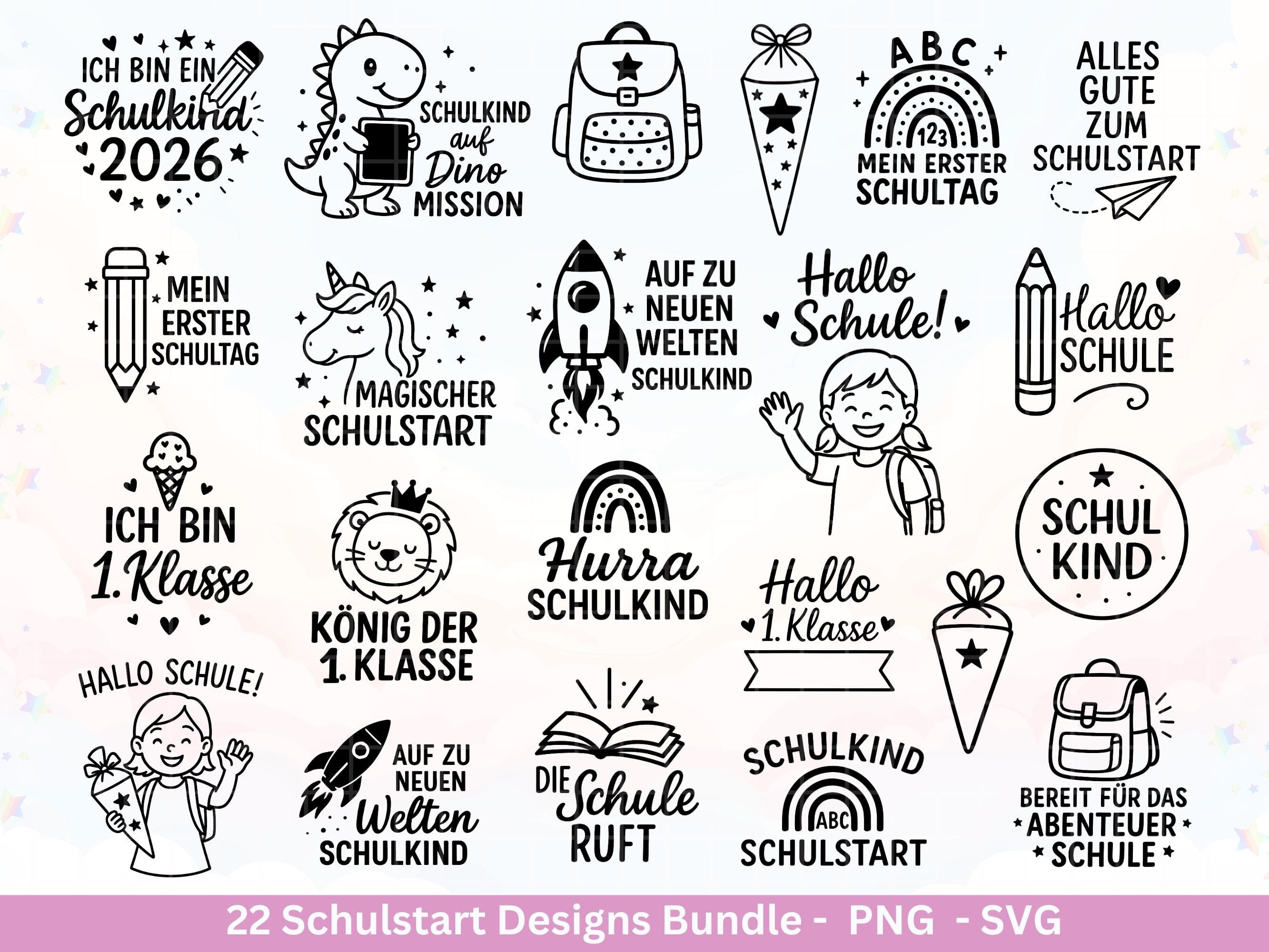 Schulstart Plotterdatei Bundle - Schulkind 2026 SVG Motive