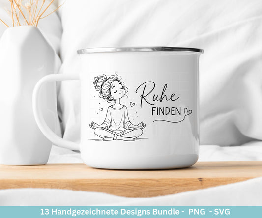 Positive Sprüche Mädchen SVG Bundle – Handgezeichnete Line Art Frauen | Plotterdatei Cricut | Laserdatei | Geschenk Freundin | Motivation