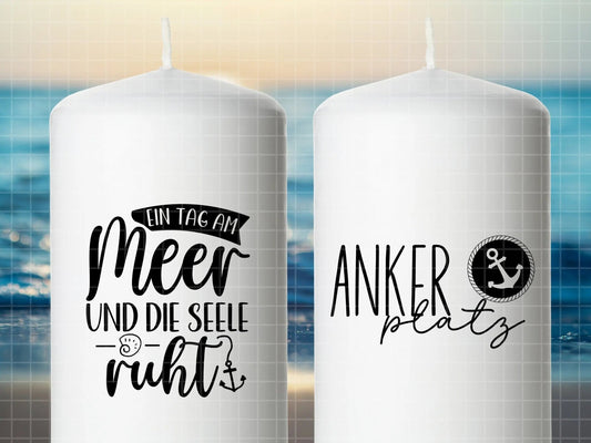 Maritime Kerzen PDF Vorlage - Kerzen Tattoo Vorlage Stumpenkerze - Kerzen selbst gestalten - Kerzensticker Ahoi - Heimathafen Moin Kerzen - EmidaDesign