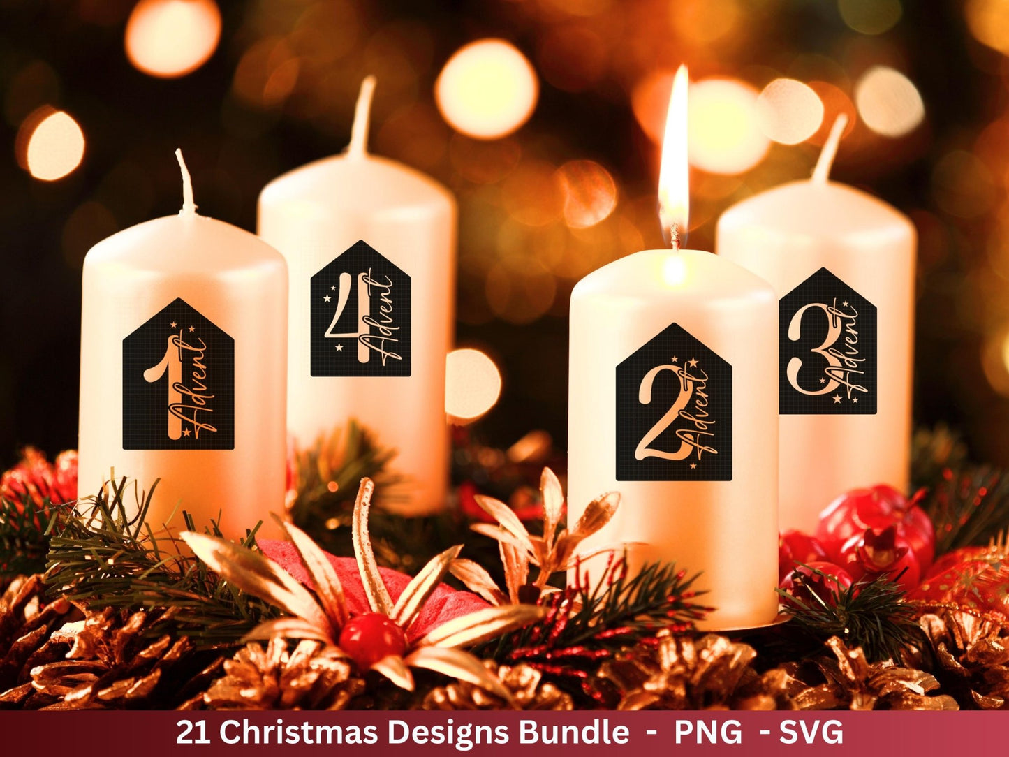 Plotterdatei Advent - Weihnachten svg - Adentszahlen Plotterdatei - Laserdatei Weihnachten - Adventskerzen - Schriftzüge Weihnachten deutsch - EmidaDesign