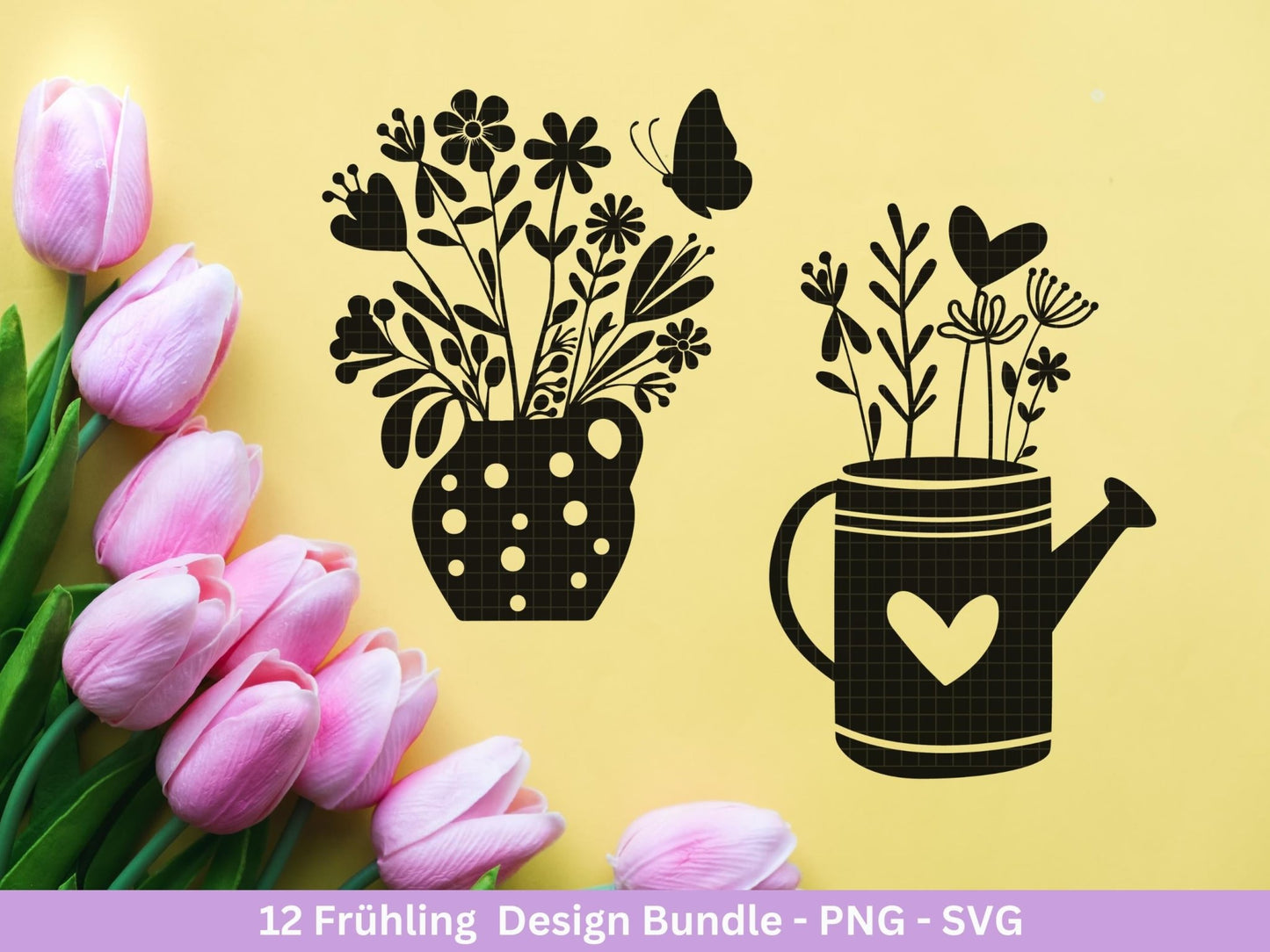 Plotterdatei Frühling - Hallo Frühling - Laserdatei Frühling - Cricut Svg - Ostern Svg - Frühling to go - Frühlings Bundle - Frühling Svg - EmidaDesign