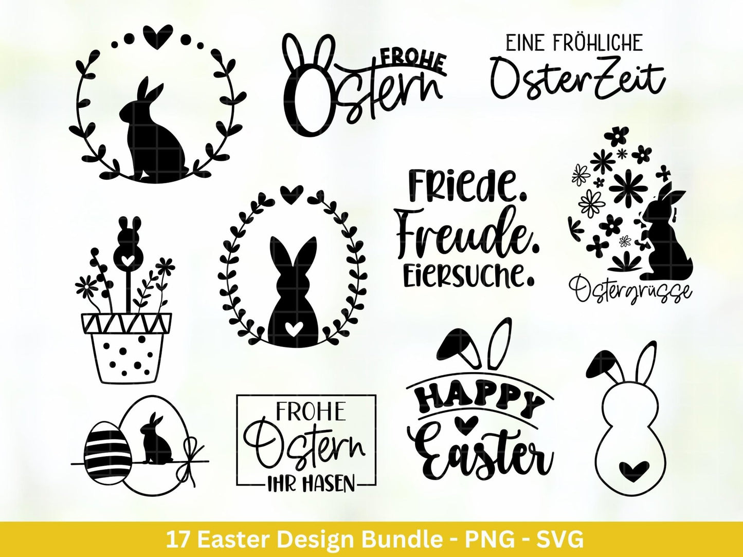 Plotterdatei Ostern - Schriftzüge Ostern - Hase Svg - Ostern Svg - Osterhase Svg - Laserdatei Ostern - Frühling Plotterdatei - Osterei Svg - EmidaDesign