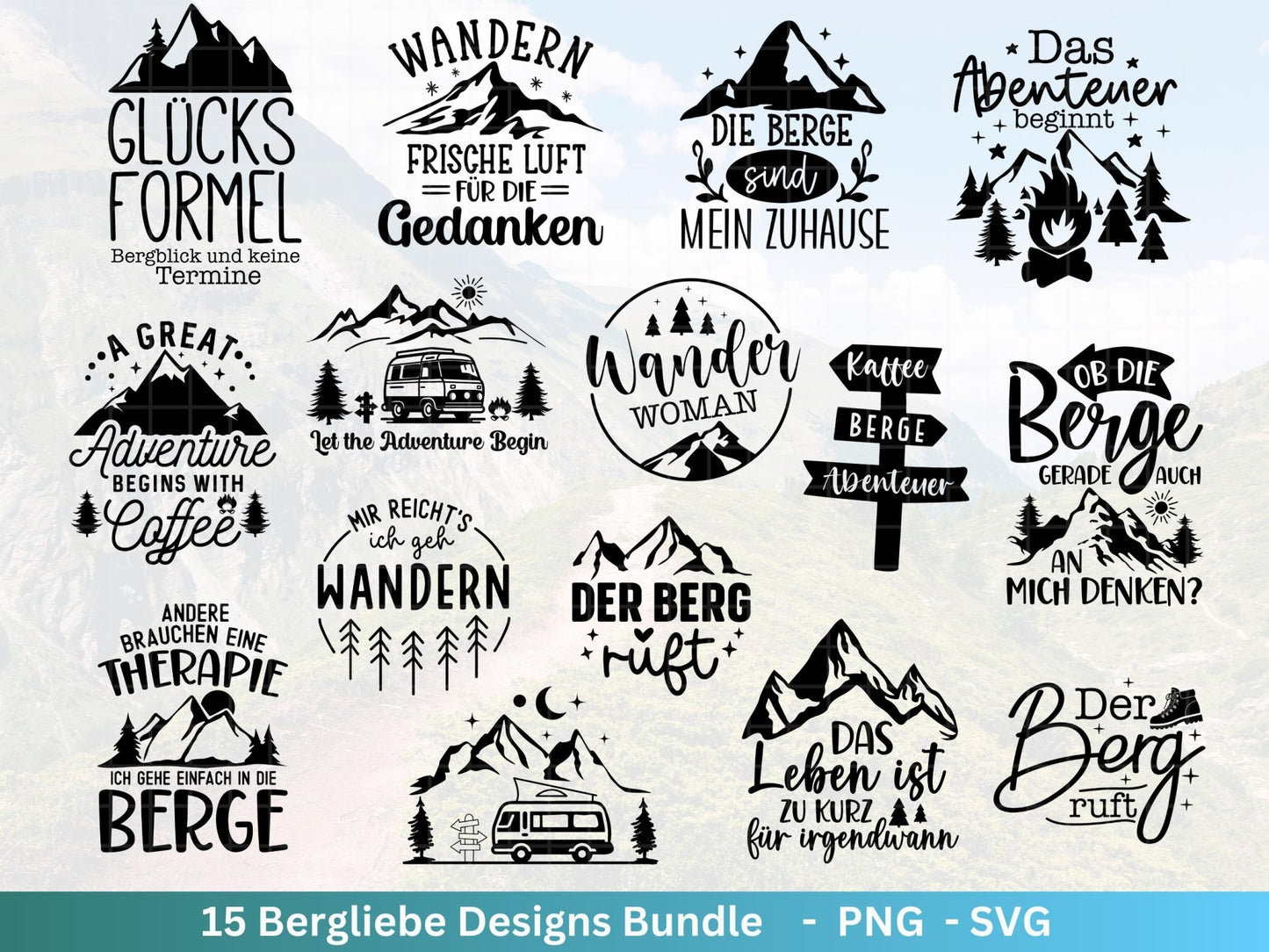 Plotterdatei Wandern - Bergliebe Svg - Wandern Svg - Plotterdatei Camper, Camping Sprüche, Berge Svg - Urlaub Svg - Wanderlust - Laserdatei - EmidaDesign