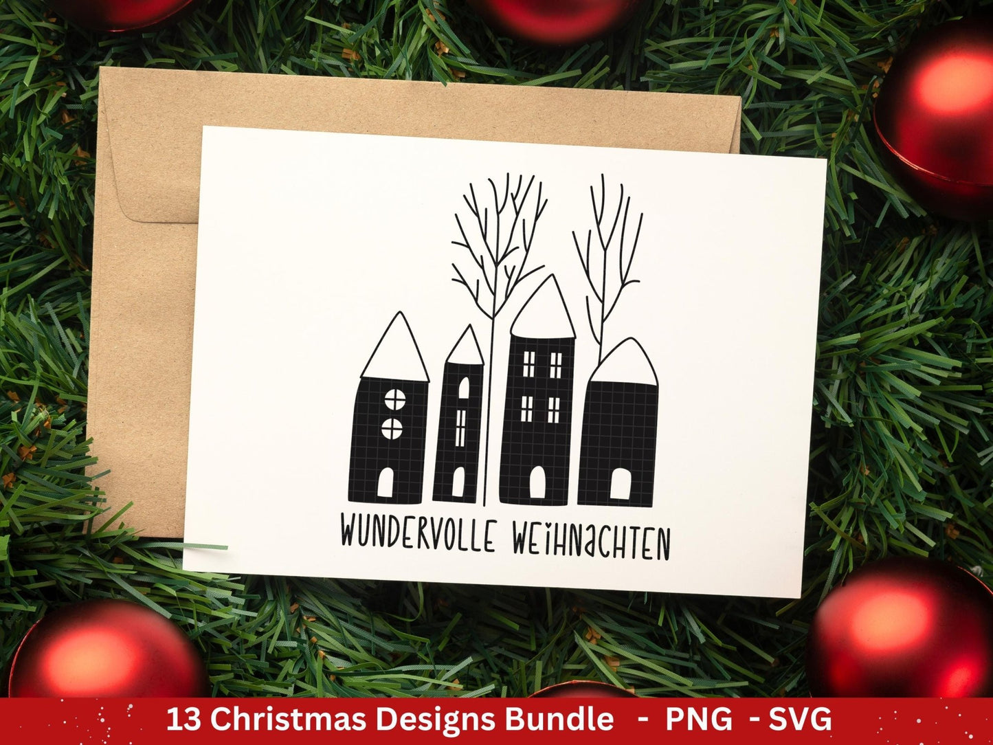 Plotterdatei Weihnachten - Frohe Weihnachten svg - Schriftzüge Weihnachten deutsch - Hirsch svg - Weihnachtshäuser svg - Winterzeit - Cricut - EmidaDesign