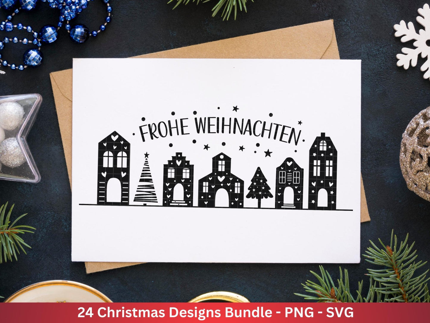 Plotterdatei Weihnachten - Frohe Weihnachten svg - Schriftzüge Weihnachten deutsch - Silhouette Cricut - Weihnachtshäuser svg - Tannenbaum - EmidaDesign