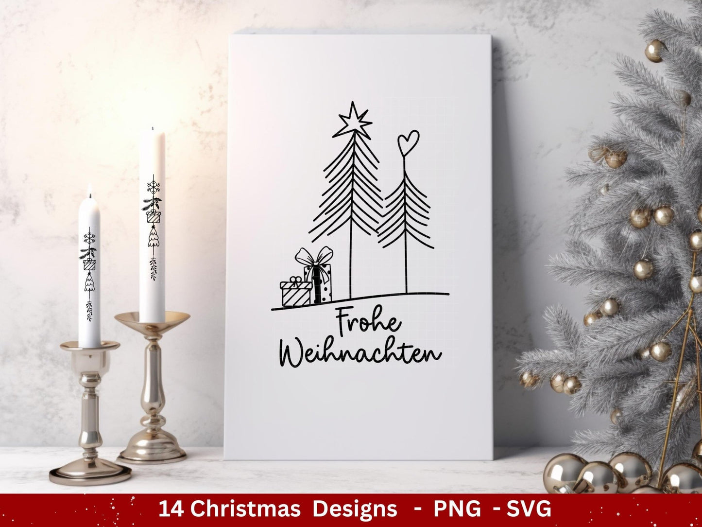 Plotterdatei Weihnachten - Frohe Weihnachten svg - Schriftzüge Weihnachten deutsch - Silhouette Cricut - Weihnachtshäuser svg - Tannenbaum - EmidaDesign