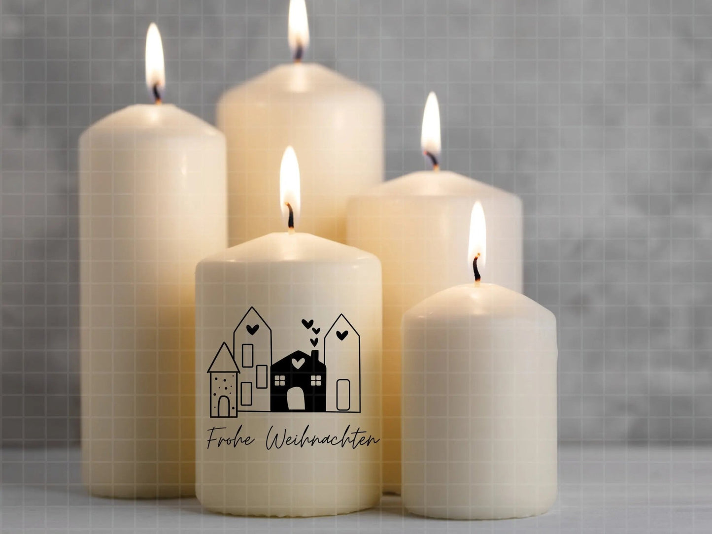 Stumpenkerzen Weihnachten PDF Vorlage - Kerzentattoo Kerzensticker - Weihnachtszauber - Adventskerzen - Winterlicht - Große Kerzen gestalten - EmidaDesign